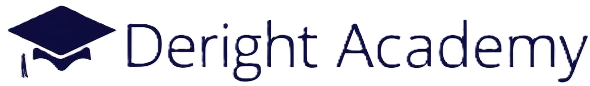 cropped simple horizontal logo with text DeRight Academy. Use graduation cap with color #2d55d9 and the text with color #11102d. create versions with and without background. make it horizontal